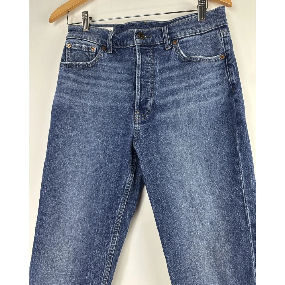 Gap Cheeky Straight High Rise Jeans Button Fly 29 8 R Dark Indigo Blue Denim - Picture 4 of 15